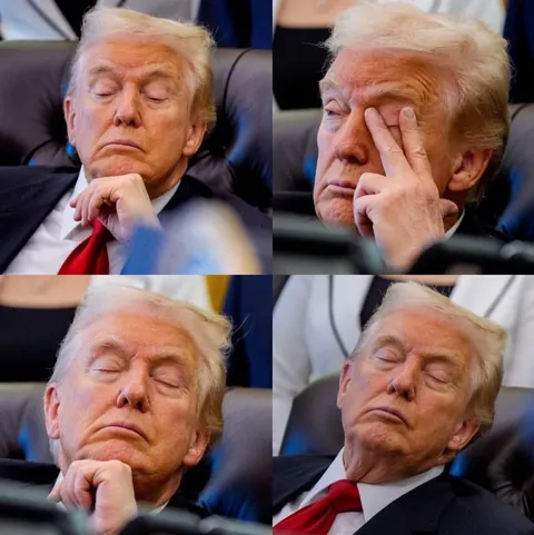 Donald ‘Dozy Don’ Trump falling asleep during an Oval Office meeting this week