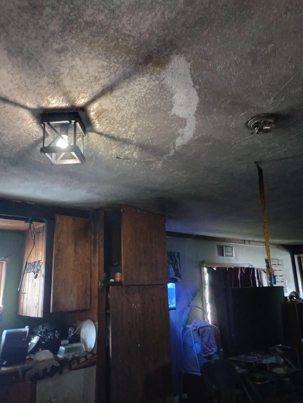 A large area of my home caught fire last night.