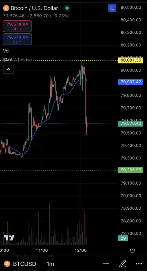 Now that’s kinda hilarious. BTC rejecting after touching 80081.35.