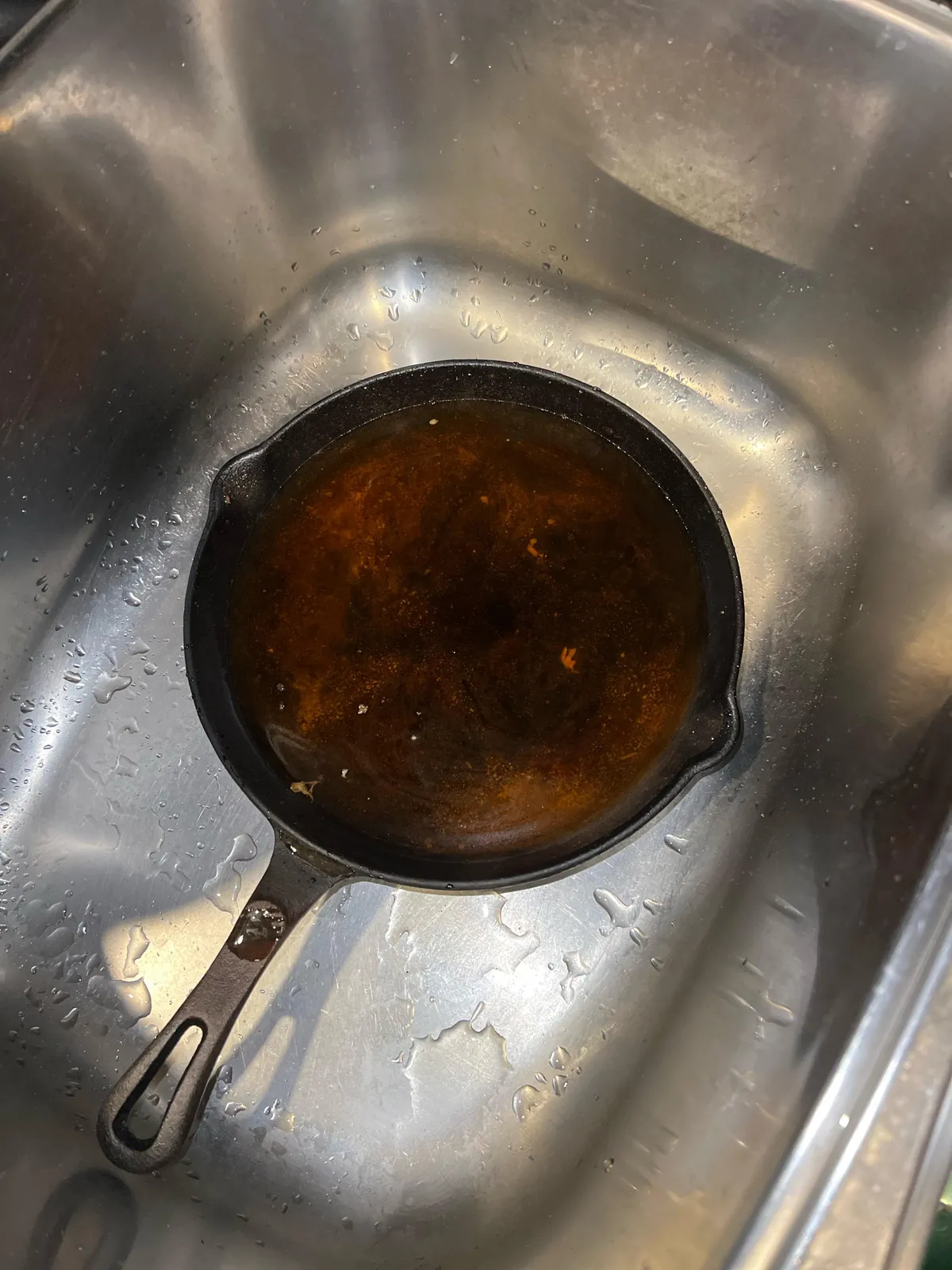 My parents soak our cast-iron pan when we’re out of town