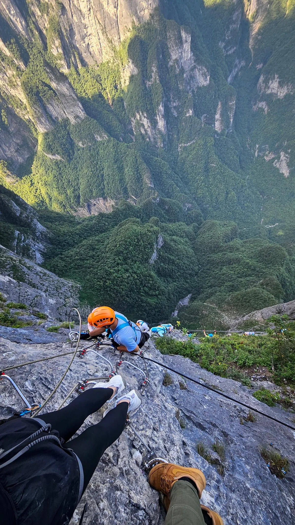 1480 meters big wall Via Ferrata and 168 meters sky ladder climbing challenge in Qixing moutain, Zhangjiajie, China during a solo travel
