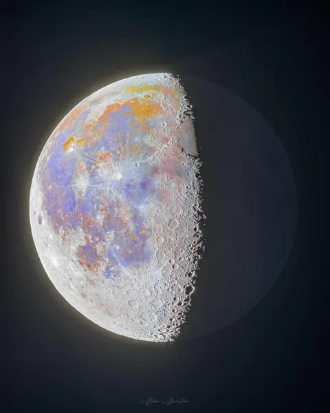 My clearest HDR mineral Moon at 64% phase [OC]