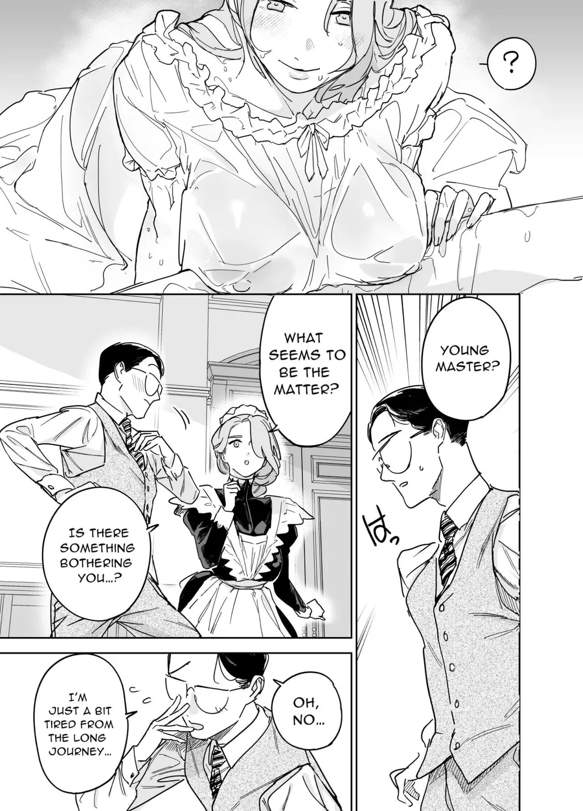 Maid offers to help her young Master!