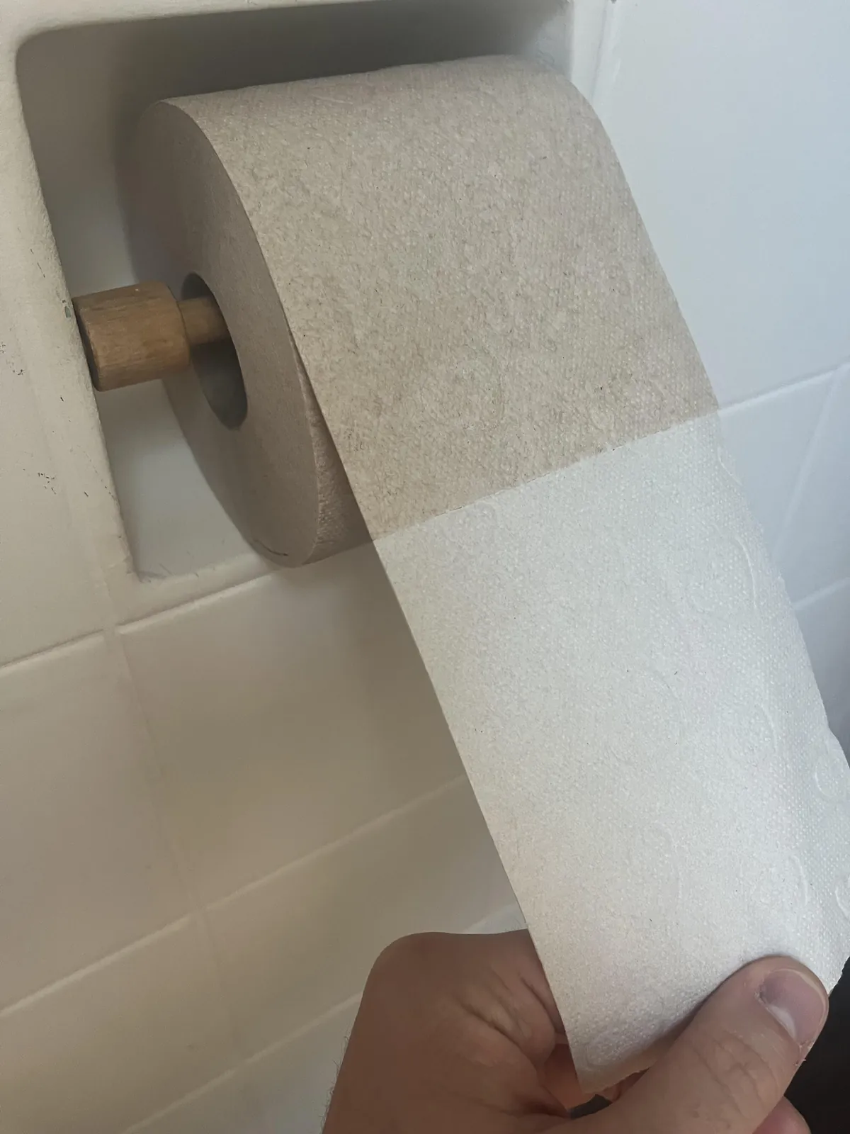 This roll of toilet paper changed colors half way through