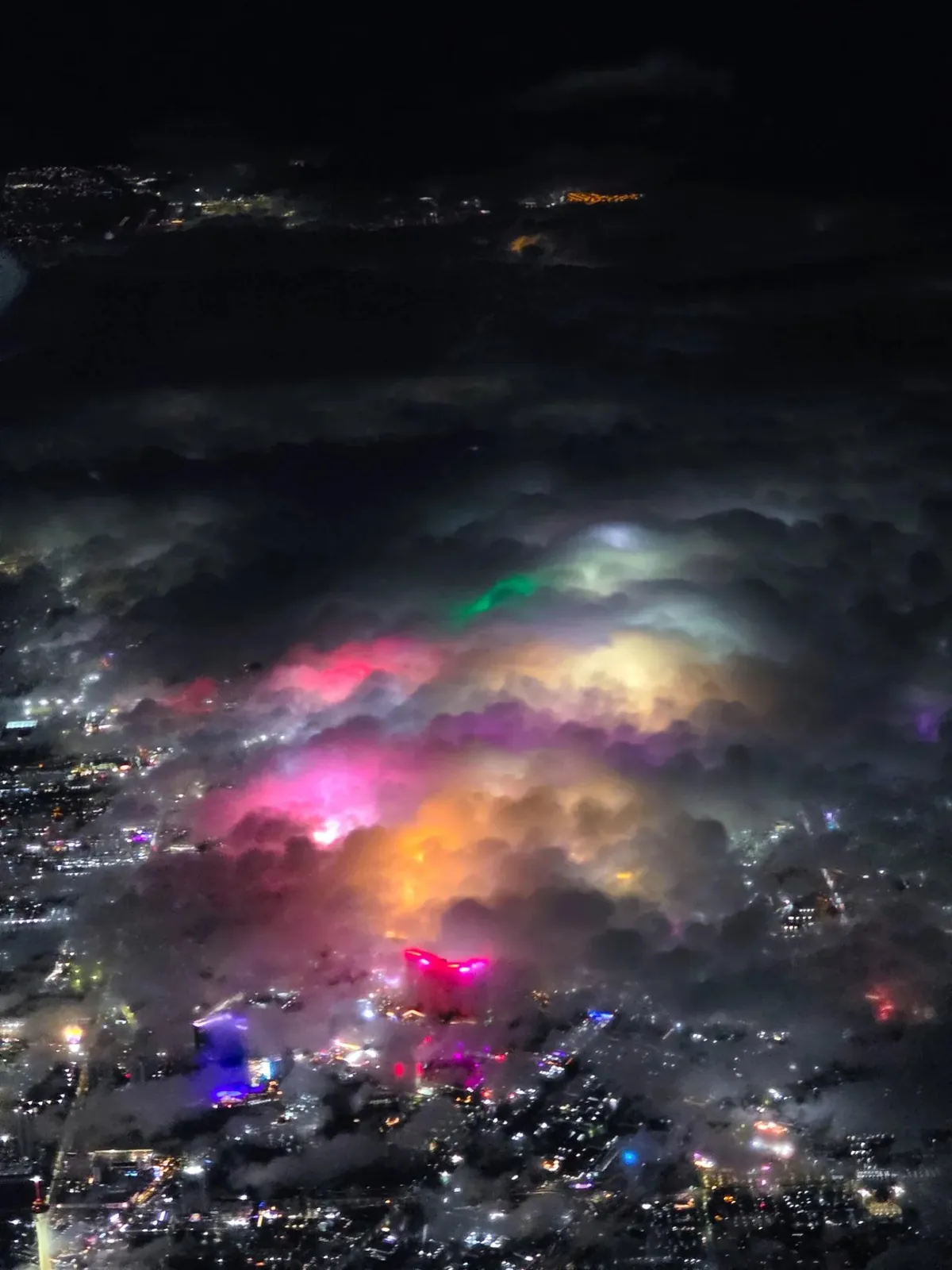 Overhead View of Vegas On a Rainy Night