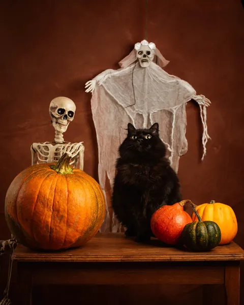 had an halloween photoshoot with 2 of my 3 black floofs (3rd one is shy)