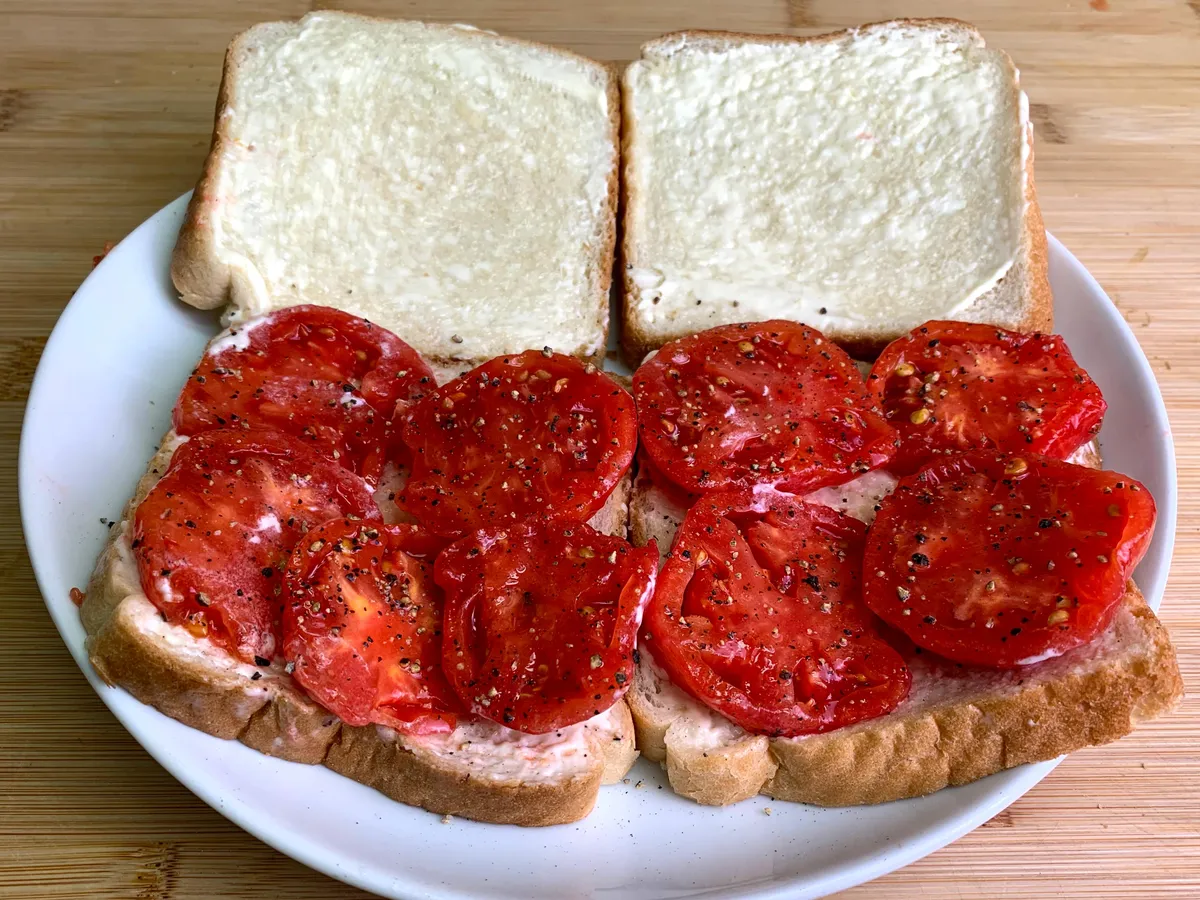 Tomato Sandwiches - first of the year, ripened on the vine [homemade] 