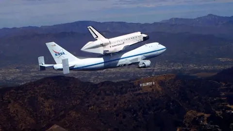 Shuttle Endeavour flew by the Hollywood sign in 2012