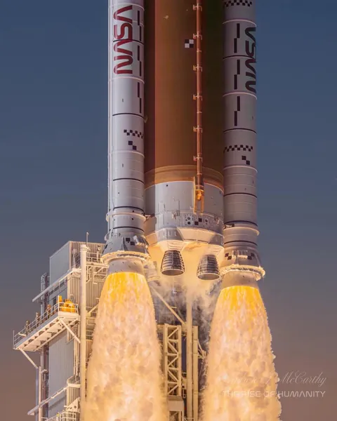 On Wednesday I achieved my dream of photographing humanity’s return to the moon. I was given special permission from NASA to set a camera near the pad to capture this photo [OC]