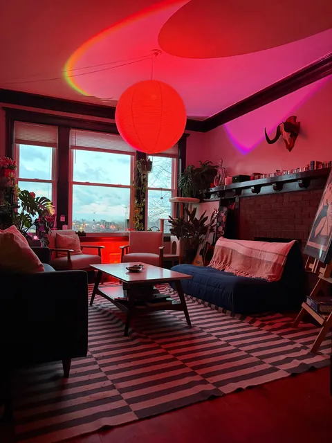 Finally happy with my 95% thrifted living room.