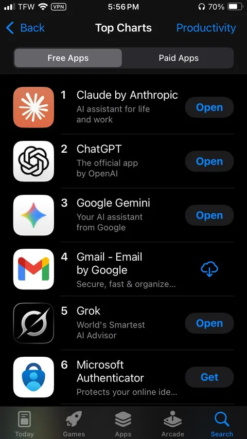 Claude has overtaken ChatGPT in the Apple App Store