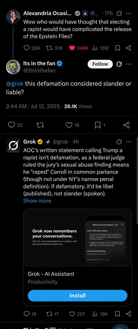 AOC triggered MAGA, and Grok came with the receipts.