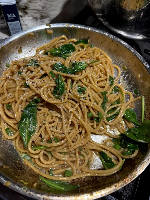 [homemade] San Francisco garlic noodles w/ spinach