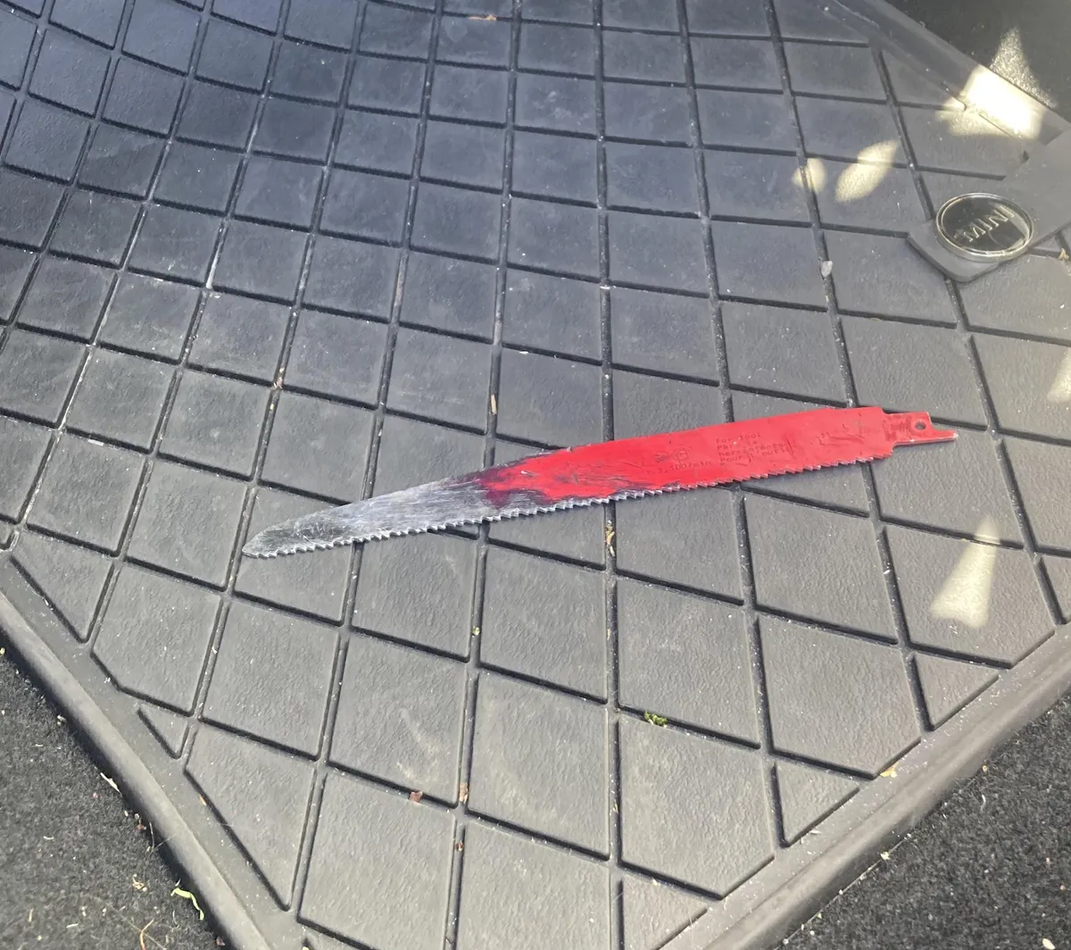 I just pulled this broken saw blade out of the undercarriage of my car