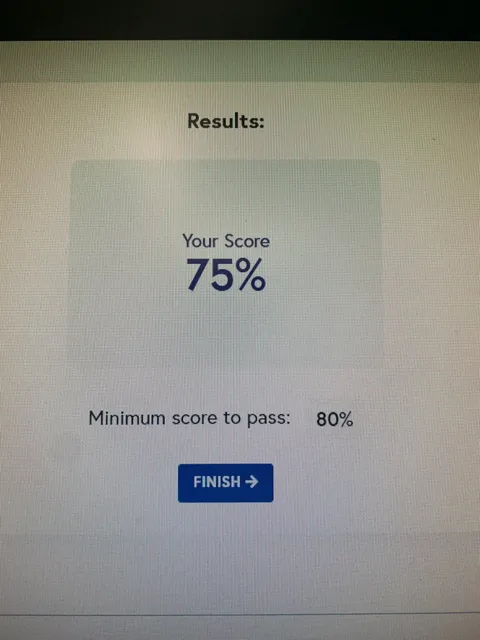 This test was 4 questions , and you need 80 percent to pass ………so like 100 percent will do 