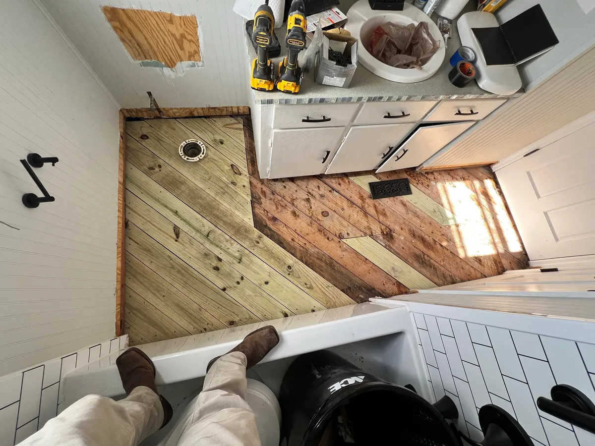 Finally got around to repairing the soft floor in my guest bathroom