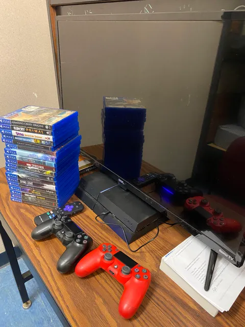 So my buddy upgraded to the PS5 and after telling him I’ve never owned a PlayStation he decided to sell me his PS4 with controllers, games, and tv for $50. Here’s to the weekend!
