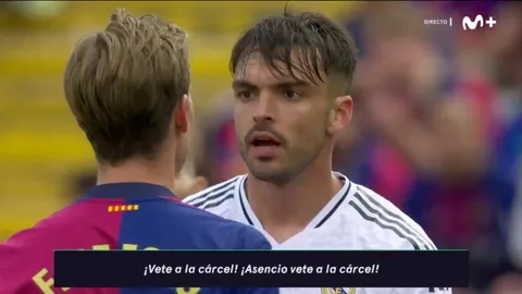 Barcelona fans chanting "Asencio go to jail"
