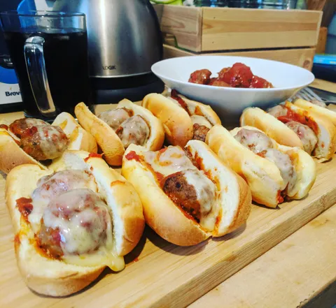 [i ate] Made some mini meatball subs on butter brioche rolls