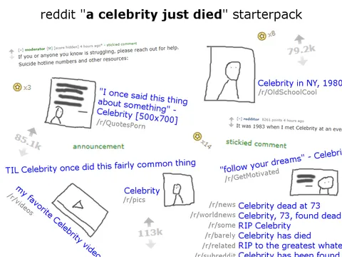 reddit's "a celebrity just died" starterpack