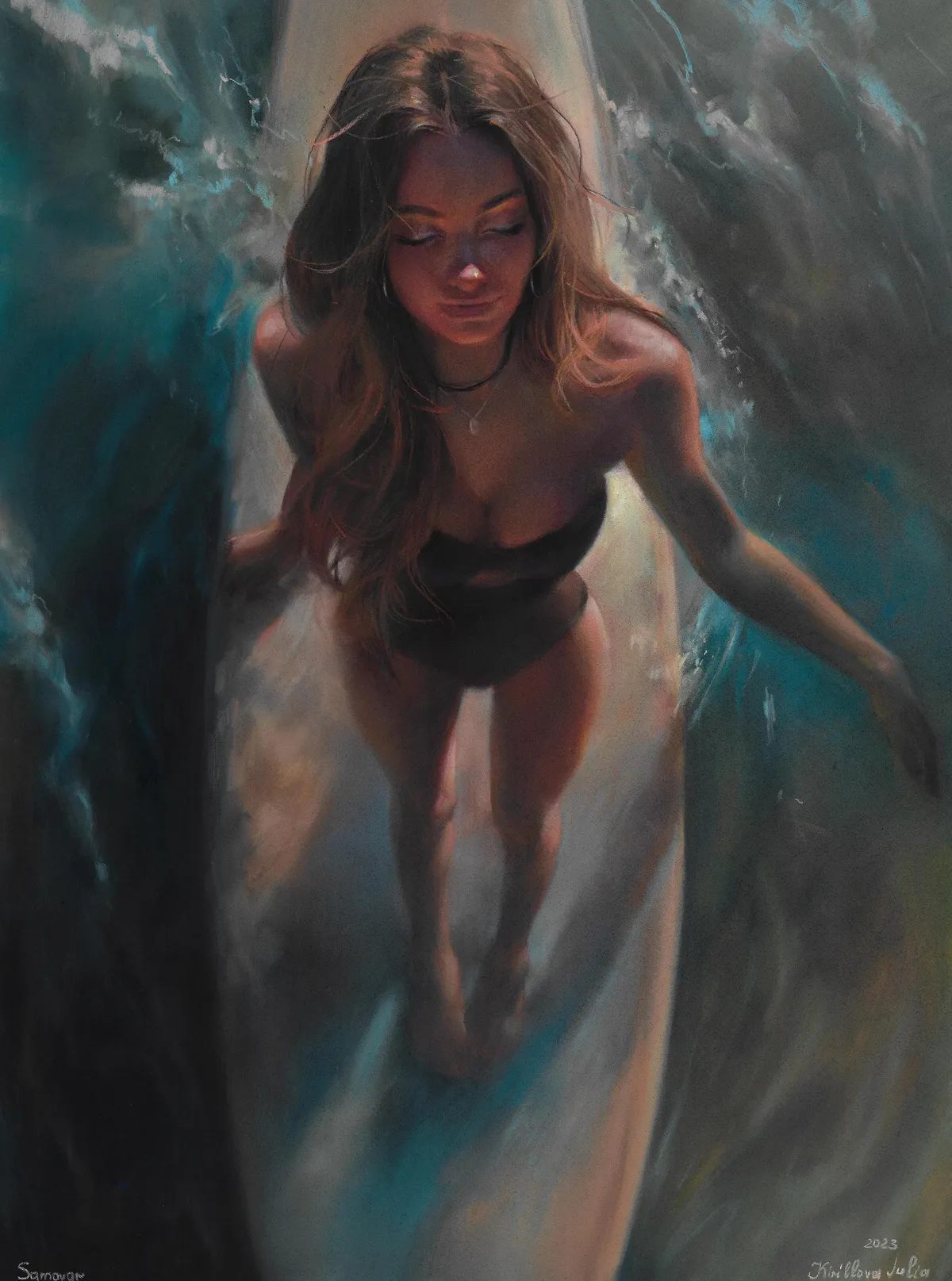 Surfer girl, Kyrylova Yuliya, Soft pastel, 2024
