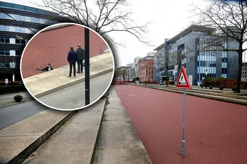 People falling in to the water because they think this is a gravel road.