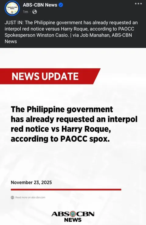 PH gov't requested interpol notice against Harry Roque