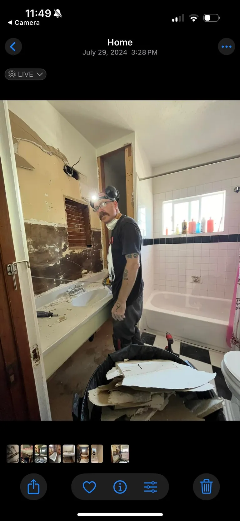 My husband and his cat remodeled our bathroom. He’s a tough foreman (the cat)