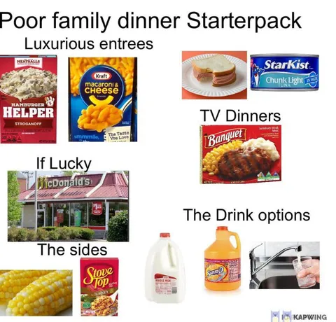 Poor family dinner Starterpack