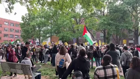 An extremist on the mic says: "There’s only one solution, intifada revolution. We must have a revolution so we can have a socialist reconstruction of the USA." This isn’t just about Israel/Palestine. It's an attempt of the Marxist takeover of America. Our colleges have become indoctrination camps.