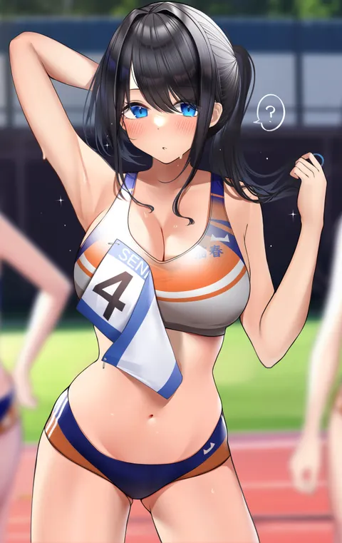 A track and field club senior tying up her hair (Kaku Yone) [Original]