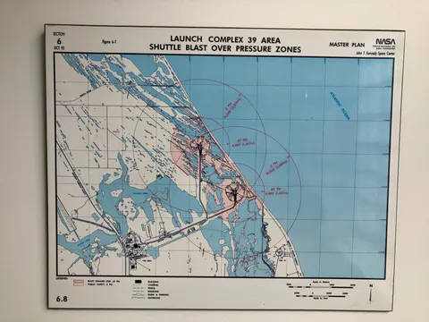 Figured some viewers would be interested. A map of the Space Shuttle blast danger zones I saw at my university