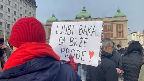 Pensioners gathered this morning in Belgrade to express support for students, with slogans such as "Granny has woken up"; "The boomers are with you"; and many other quirky lines