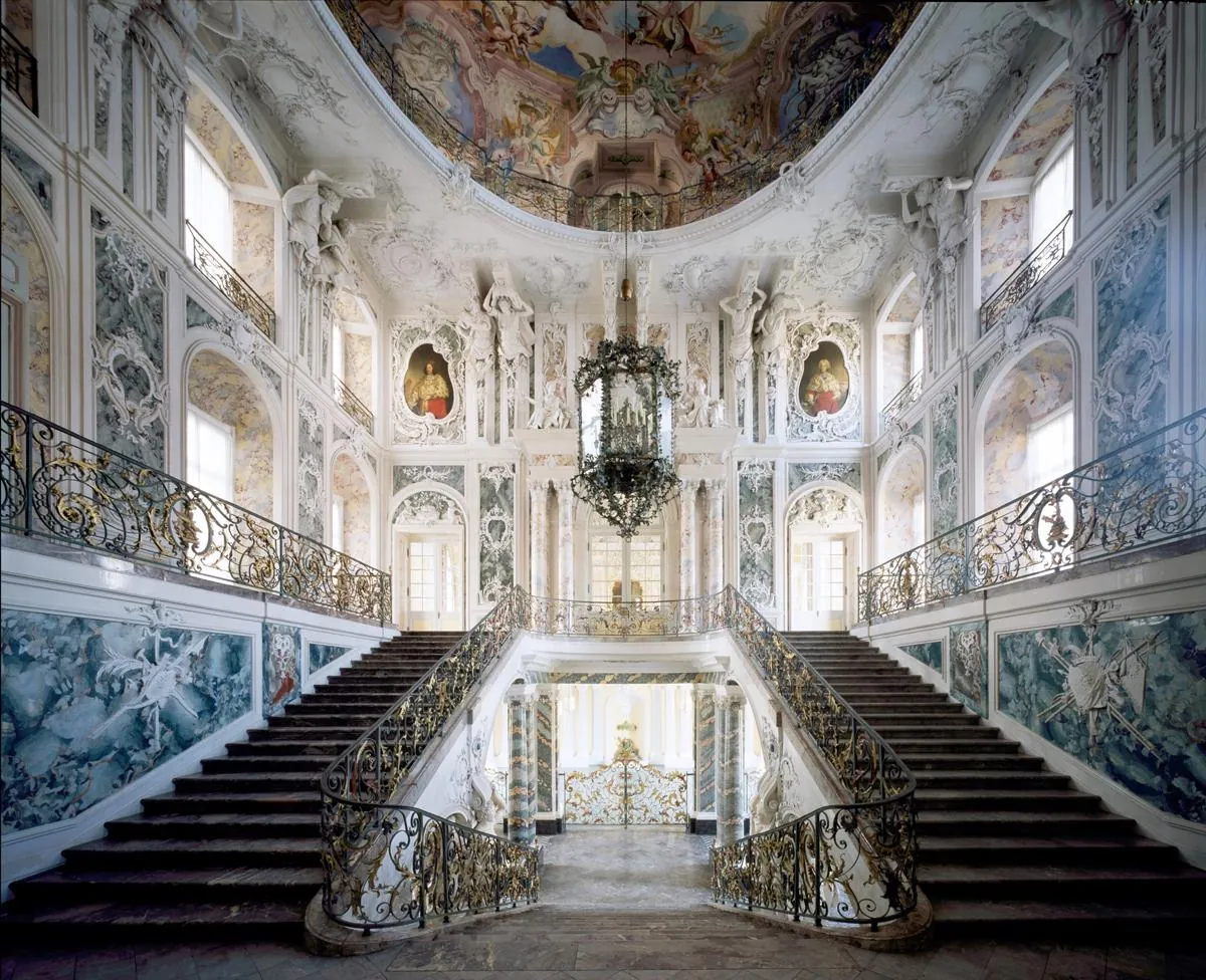 The magnificent rococo staircase of Augustusburg Palace in Brühl, Germany