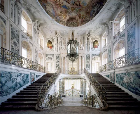 The magnificent rococo staircase of Augustusburg Palace in Brühl, Germany