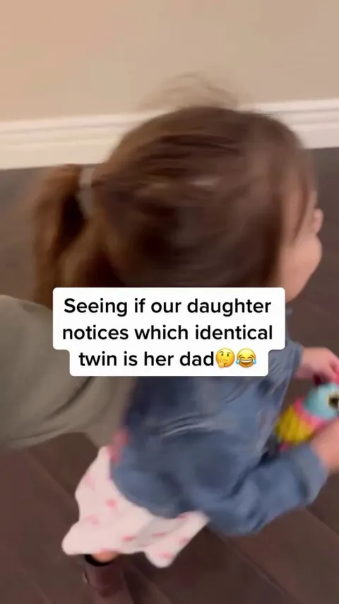 Girl tries to guess which twin is her dad.