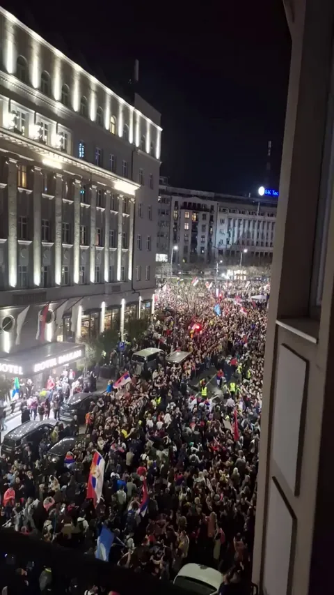 After marching for several days, students from all over Serbia are greeted ahead of whats expected to be the largest protest in Serbian history