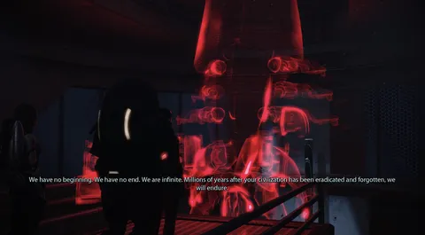 Sovereign's reveal and dialogue in Mass Effect still give me the chills