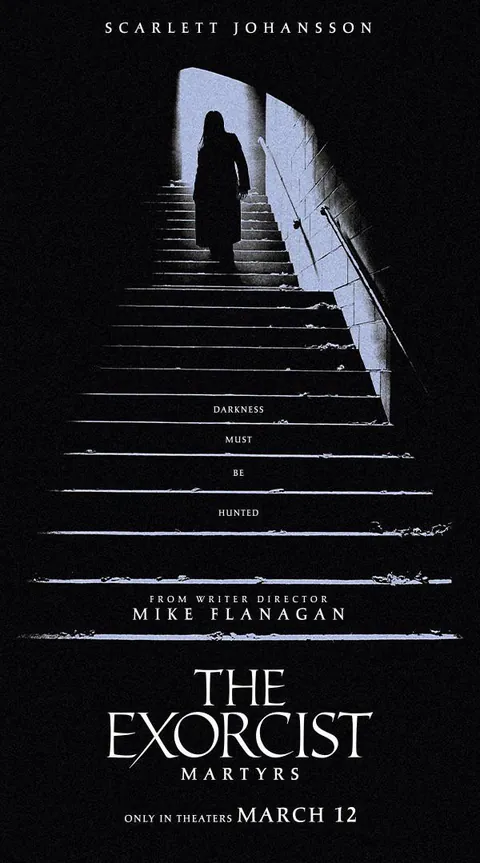 Official Poster for Mike Flanagan’s ‘The Exorcist: Martyrs’ Starring Scarlett Johansson, Chiwetel Ejiofor &amp; John Leguizamo. The film follows a detective who watches the execution of a serial killer - only for his murder spree to continue in demonic ways. In theaters on March 12, 2027.
