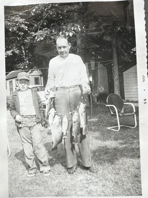 My grandpa and my dad after a decent day of fishing. Dad would’ve been almost 8. July 1955