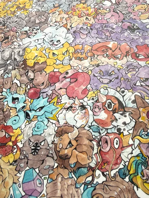 My 151 Poster is finally done! 🎉 Watercolor and Colored Pencil 🎨 [OC]