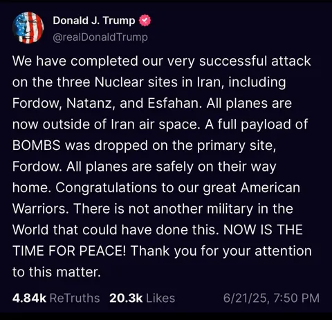The US has just bombed Iran. What was that about Trump being the President of peace?