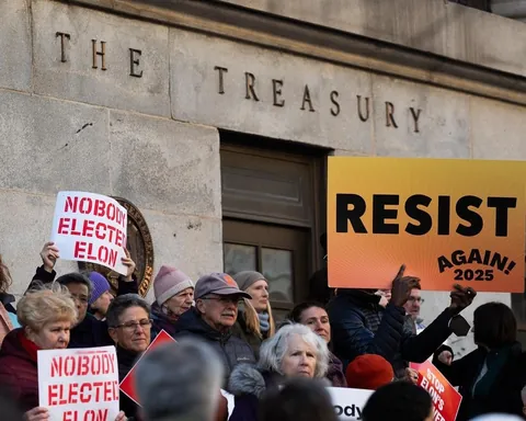 Democratic Lawmakers rally at Treasury Dept. against Musk and DOGE