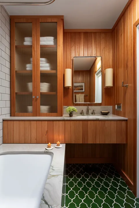 Cedar-clad bathroom renovation in Altadena, Los Angeles County, California [1500x2250]