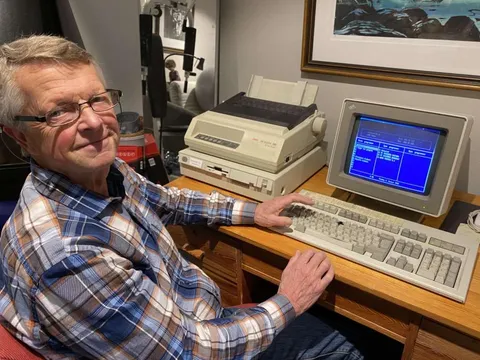 My Grandpa is retiring soon so he decided to use his first computer for his last few jobs