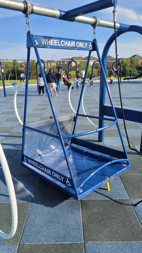 This park has a swing for kids in a wheelchair
