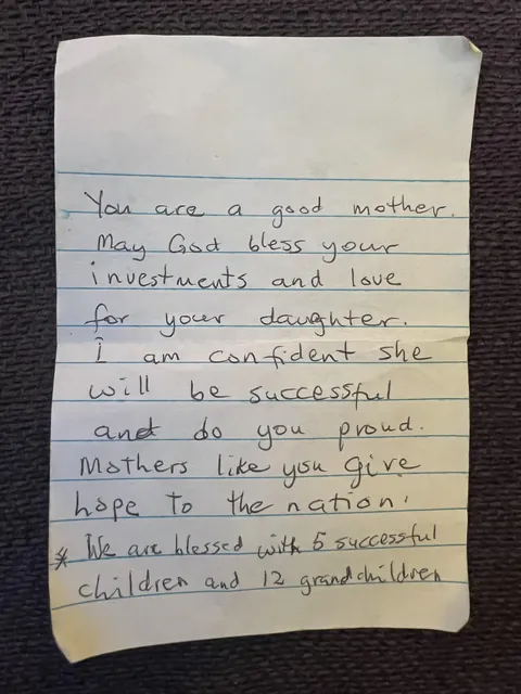 Got passed a note on our flight today.