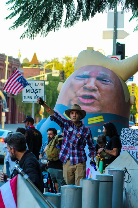 [OC] A protest at the Federal Building in Downtown L.A., where ICE has ramped up kidnappings again
