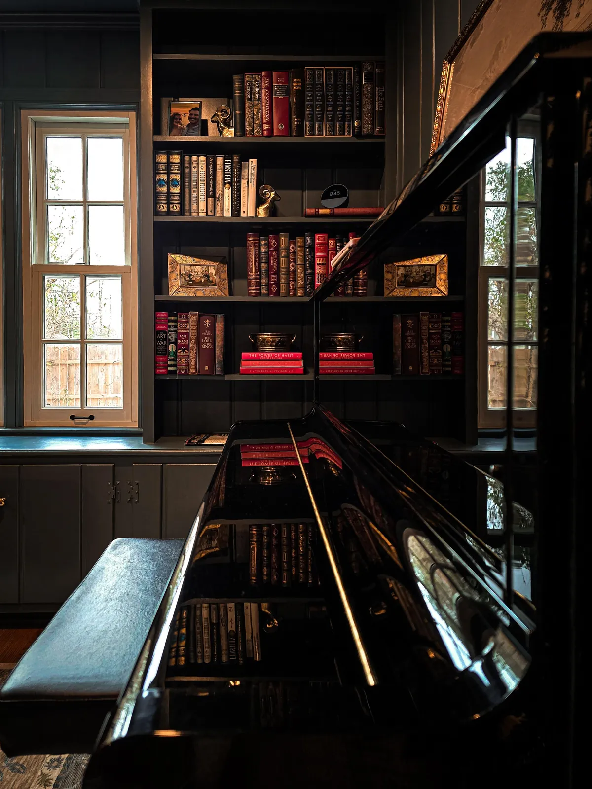 My cozy home library. Still many shelves to fill.