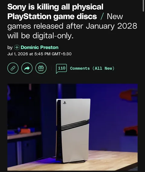 Sony is Ending Physical Discs after January 2028, Every New PlayStation Game is Digital Only